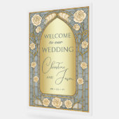 Gold Blue Stained Glass Floral Wedding Welcome  アクリルサイン (傾斜)