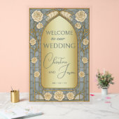 Gold Blue Stained Glass Floral Wedding Welcome  アクリルサイン (ウェディング)