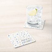 Gold Blue Starlight Stars Personalized Baby Shower スクエアペーパーコースター (インサイチュ)