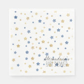Gold Blue Starlight Stars Personalized Baby Shower スタンダードランチョンナプキン (正面)