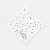 Gold Blue Starlight Stars Personalized Baby Shower スタンダードランチョンナプキン (角)