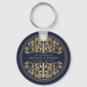 Gold Blue Sword Bridesmaid Royal Wedding Gift キーホルダー (裏面)