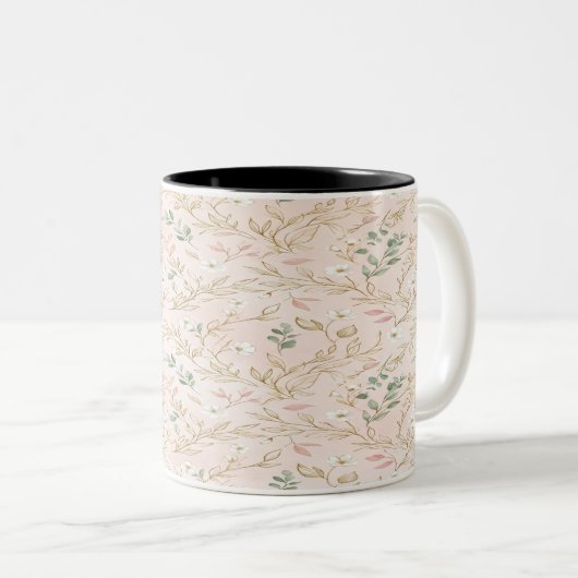 Gold Blush Floral Wedding Mug ツートーンマグカップ (正面右)
