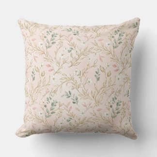 Gold Blush Floral Wedding Pillow クッション