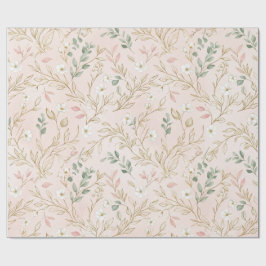 Gold Blush Floral Wedding Wrap ラッピングペーパー