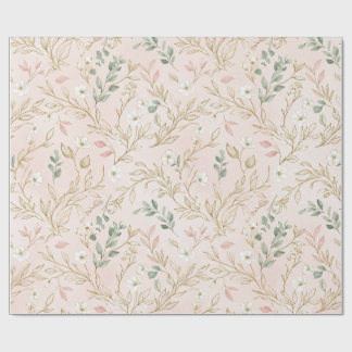 Gold Blush Floral Wedding Wrap ラッピングペーパー