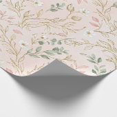 Gold Blush Floral Wedding Wrap ラッピングペーパー (角)