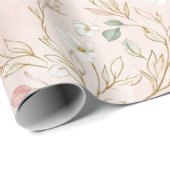 Gold Blush Floral Wedding Wrap ラッピングペーパー (ロールコーナー)