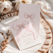 Gold Blush Pink Bow Girl Baptism Religious 招待状