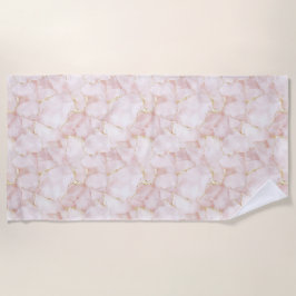 Gold Blush Pink Rose Petals Floral   ビーチタオル