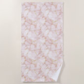 Gold Blush Pink Rose Petals Floral   ビーチタオル (正面)