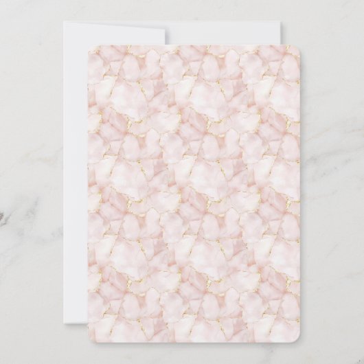 Gold Blush Pink Rose Petals Floral Wedding 招待状 (裏面)