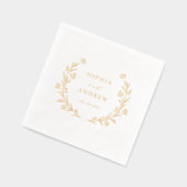 Gold Boho Botanical Floral Country Wedding 箔ナプキン (左)