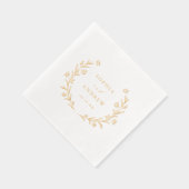 Gold Boho Botanical Floral Country Wedding 箔ナプキン (右)