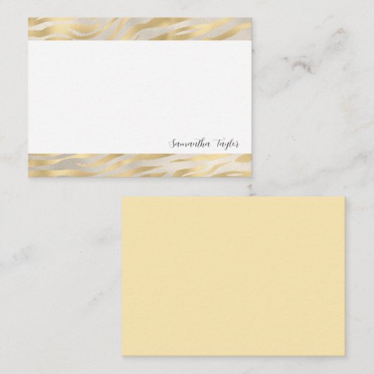 Gold Borders Script Personalized Flat Note Cards ノートカード (正面/裏面)