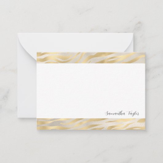 Gold Borders Script  Personalized Flat Note Cards ノートカード (正面)