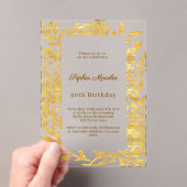 Gold botanical clear luxury birthday アクリル招待状 (インサイチュ (ポータブル))