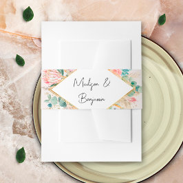 Gold Botanical Eucalyptus Pampas Grass Wedding 招待状ベリーバンド