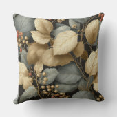Gold Botanical Leaf Throw Pillow クッション (裏面)