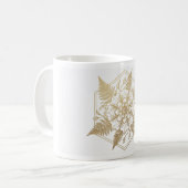 Gold Botanical Mandala Mug | Floral Geometric Coff コーヒーマグカップ (正面左)