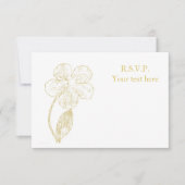 Gold Botanical Sketch Minimalist Wedding RSVP Card (正面)