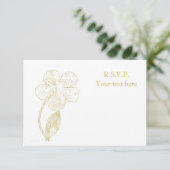 Gold Botanical Sketch Minimalist Wedding RSVP Card (スタンド正面)