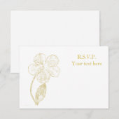 Gold Botanical Sketch Minimalist Wedding RSVP Card (正面/裏面)