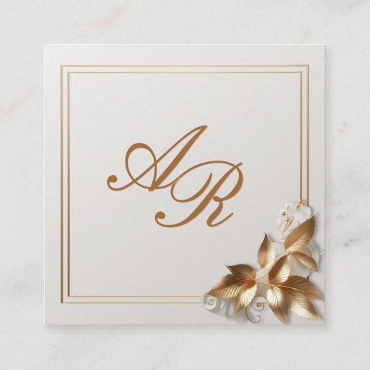 Gold Botanical Wedding Honeymoon Fund QR Code エンクロージャーカード (裏面)