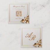Gold Botanical Wedding Honeymoon Fund QR Code エンクロージャーカード (正面/裏面)