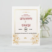 Gold Botanical Wedding invitation  招待状 (スタンド正面)