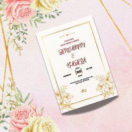 Gold Botanical Wedding invitation  招待状