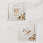 Gold Botanical Wedding Registry QR Code エンクロージャーカード (正面/裏面)