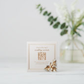 Gold Botanical Wedding Registry QR Code エンクロージャーカード (スタンド正面)
