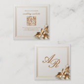 Gold Botanical Wedding Registry QR Code エンクロージャーカード (正面/裏面)
