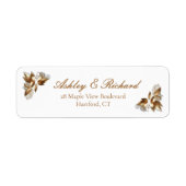 Gold Botanical Wedding Return Address Label ラベル (正面)