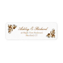 Gold Botanical Wedding Return Address Label ラベル