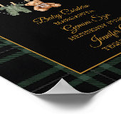 Gold Bow Bear Tartan Baby Shower Bar Menu ポスター (角)