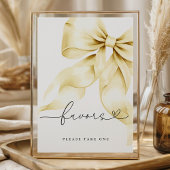 Gold Bow Bridal Shower Favors Table Sign ポスター