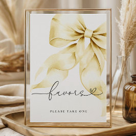 Gold Bow Bridal Shower Favors Table Sign ポスター