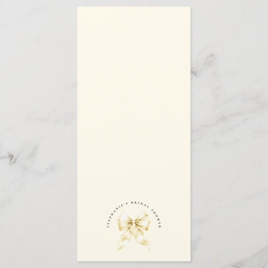 Gold Bow Bridal Shower Menu Card メニュー (裏面)