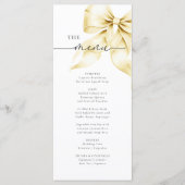 Gold Bow Bridal Shower Menu Card メニュー (正面)