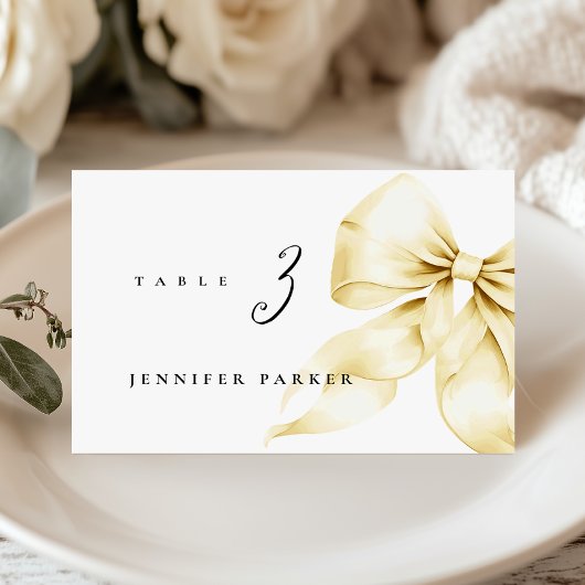 Gold Bow Bridal Shower Name Table Card テーブルナンバー