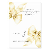Gold Bow Bridal Shower Name Table Card テーブルナンバー (正面)