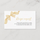 Gold Bow Coquette Bridal Shower Recipe Request エンクロージャーカード (正面)