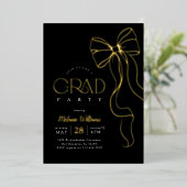 Gold Bow Graduation Invitation 箔招待状 (立ち正面)