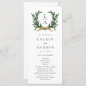 Gold Bow & Green Garland Wedding Ceremony Program プログラム (正面/裏面)