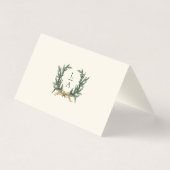 Gold Bow & Greenery Border Ivory Place Card (裏面)