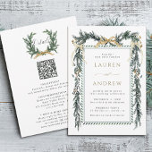 Gold Bow & Greenery Garland Wedding All in One 招待状