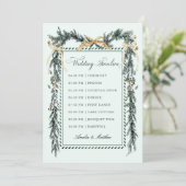 Gold Bow & Greenery Garland Wedding Timeline Mint プログラム (スタンド正面)