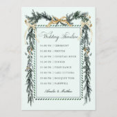 Gold Bow & Greenery Garland Wedding Timeline Mint プログラム (正面)